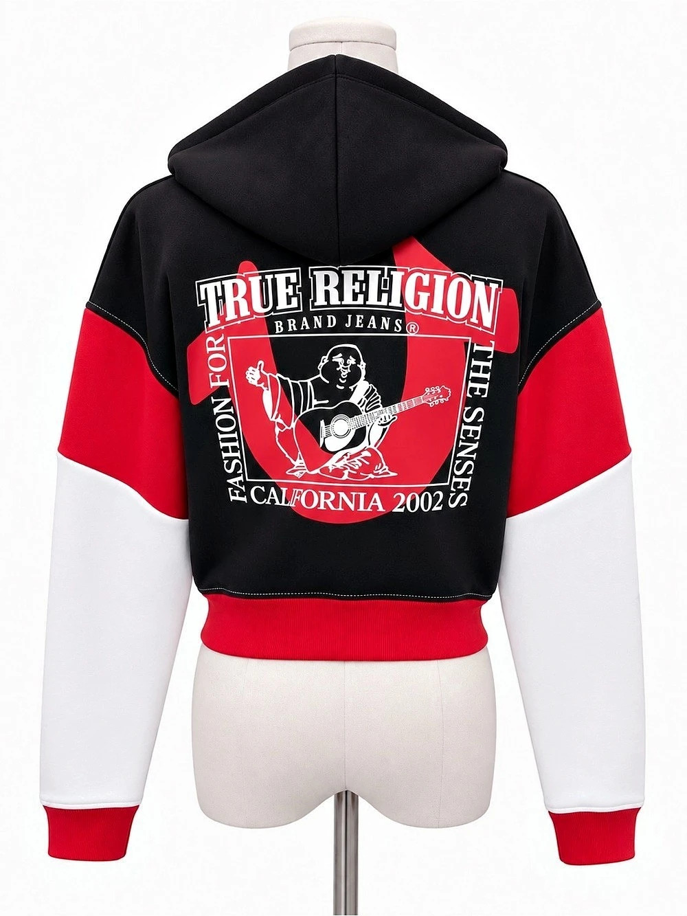 True Religion Buddha Guitar Logo Full Zip Hoodie Black & Red Small